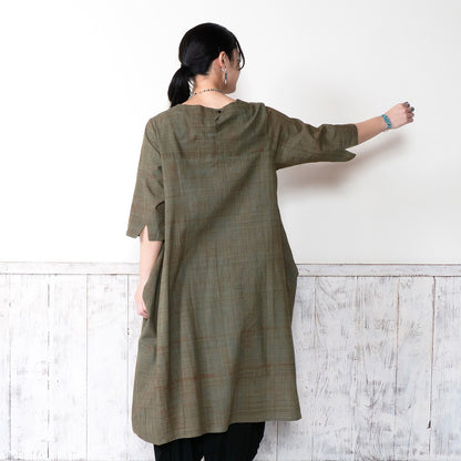 Cotton Hand Brushing Asymmetrical Dress