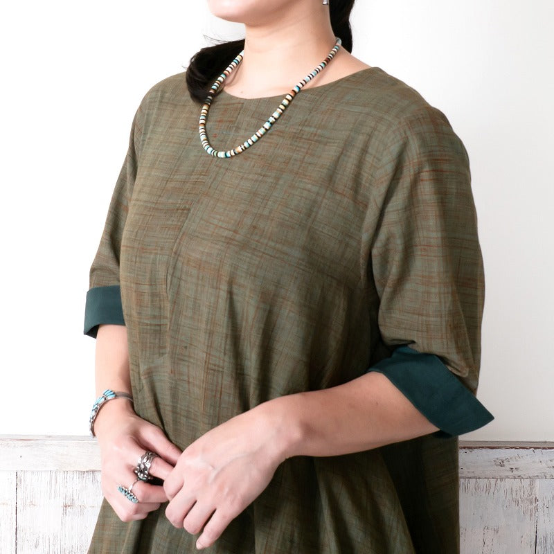 Cotton Hand Brushing Asymmetrical Dress