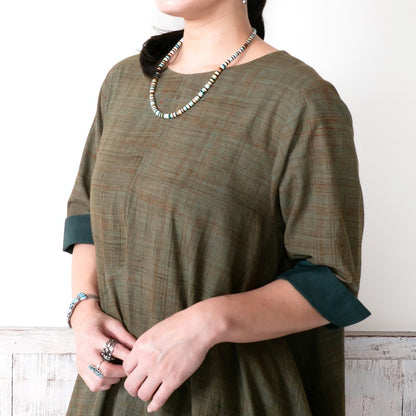 Cotton Hand Brushing Asymmetrical Dress