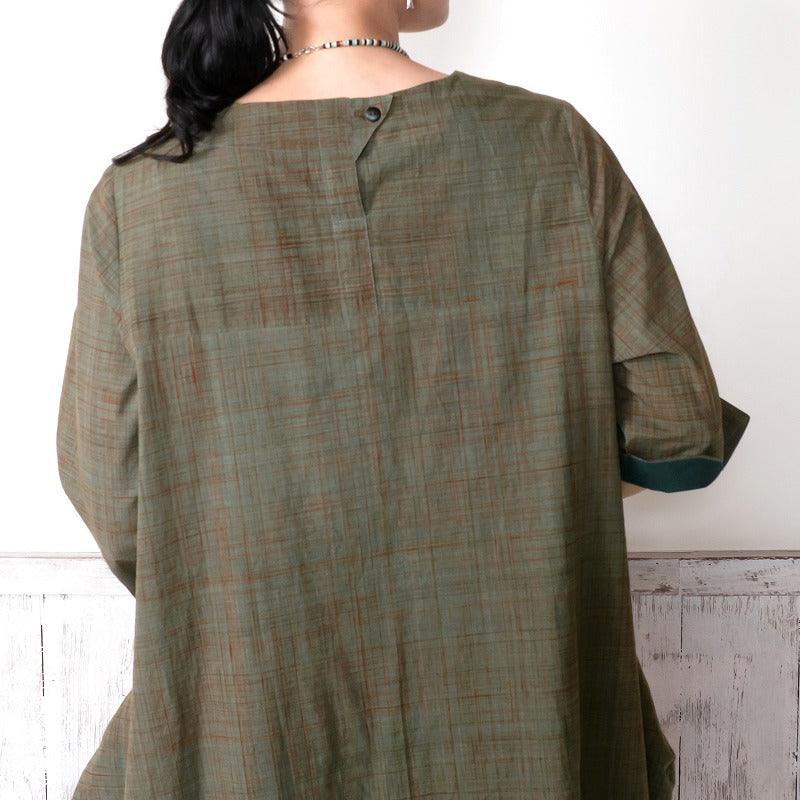 Cotton Hand Brushing Asymmetrical Dress