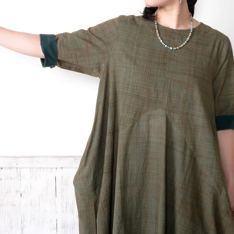Cotton Hand Brushing Asymmetrical Dress