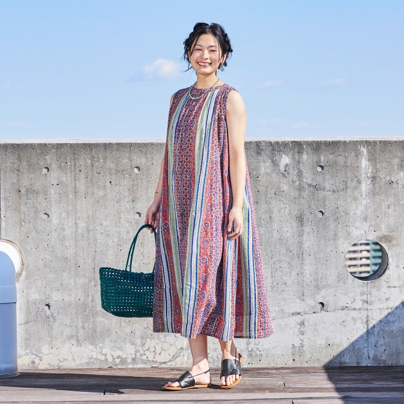 Flower Stripe Sleeveless Dress