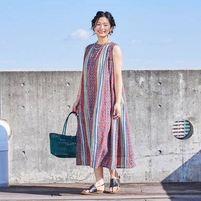 Flower Stripe Sleeveless Dress