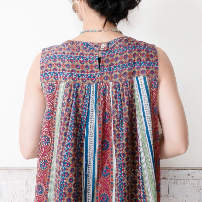 Flower Stripe Sleeveless Dress