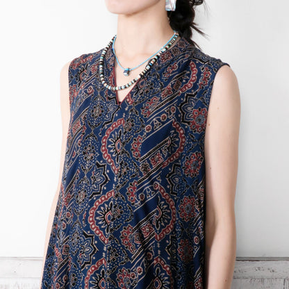 Rayon Ajrakh Vertical Seam Dress