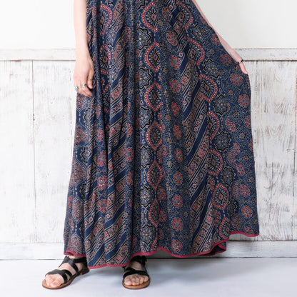 Rayon Ajrakh Vertical Seam Dress