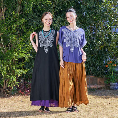 Zari Embroidery Sleeveless Dress
