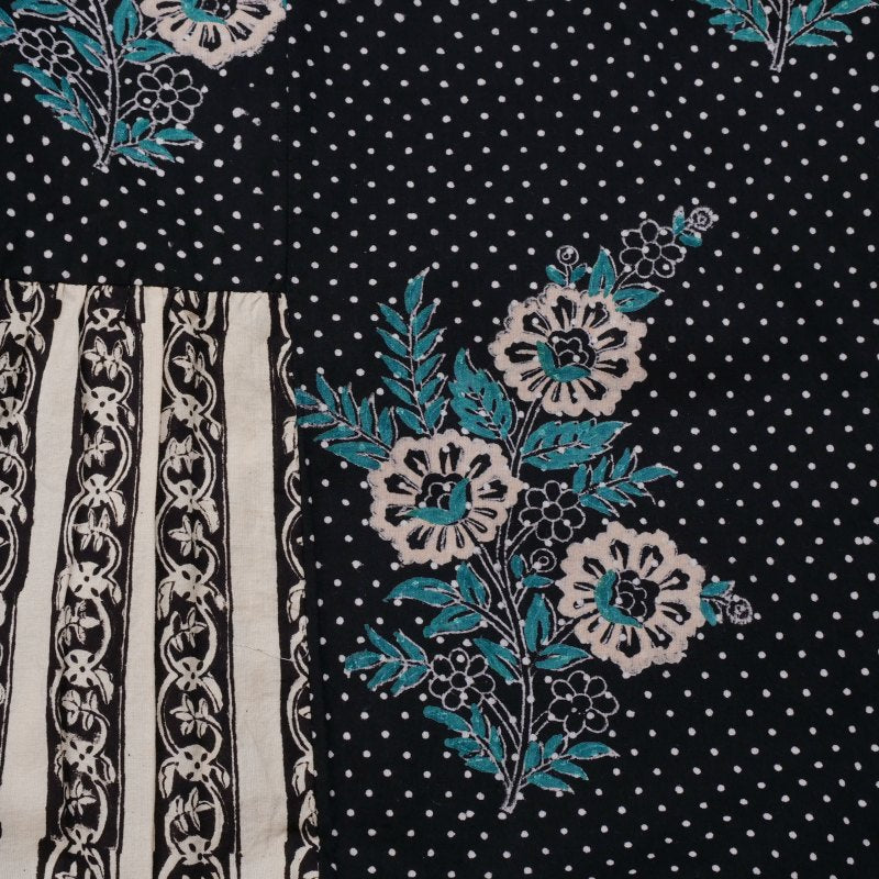 Cotton Flower × Stripe Print Tiered Dress