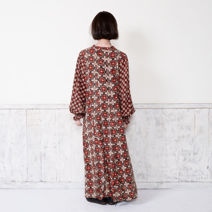 Rayon Geometric Block Print Long Dress