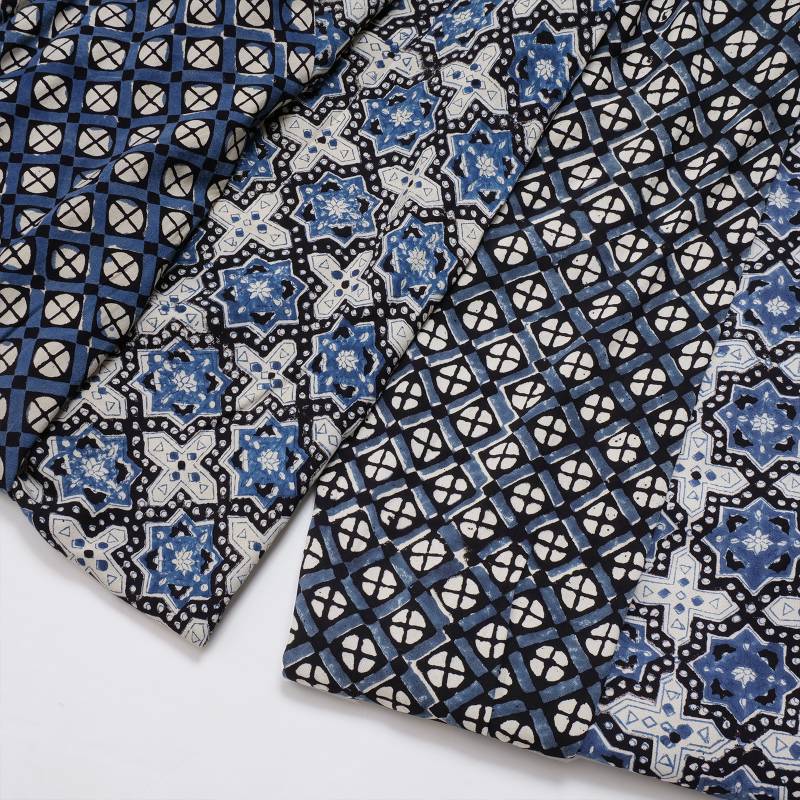 Rayon Geometric Block Print Long Dress