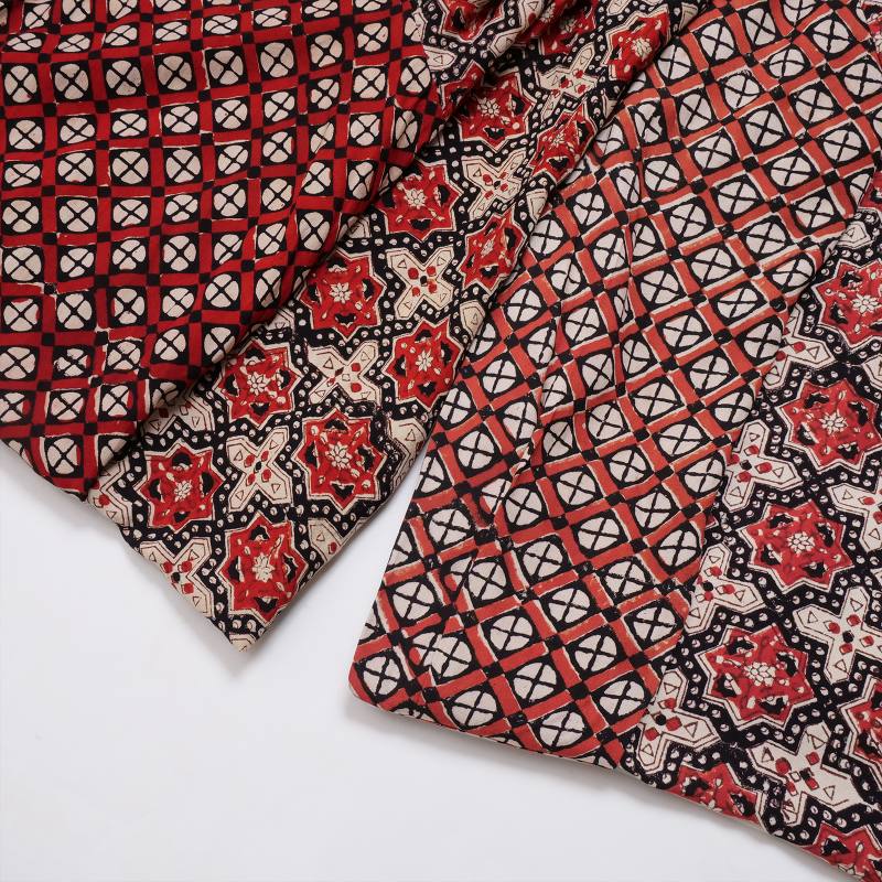 Rayon Geometric Block Print Long Dress