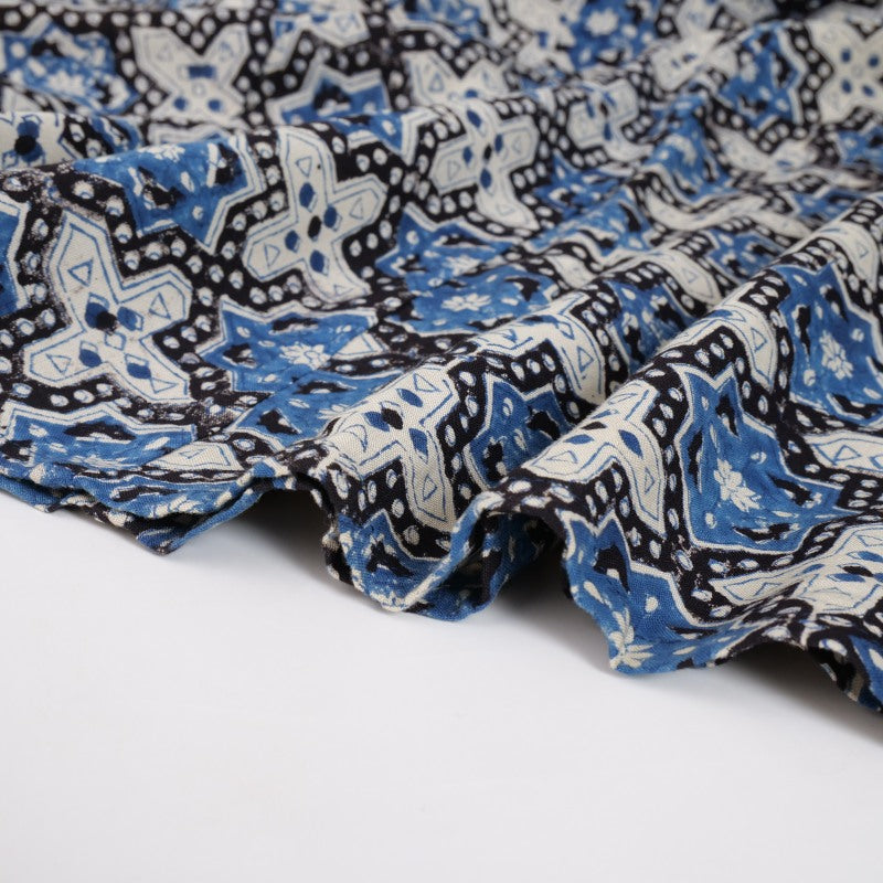 Rayon Geometric Block Print Long Dress