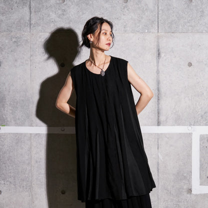 Rayon Vertical Patchwork Volume Tunic Dress