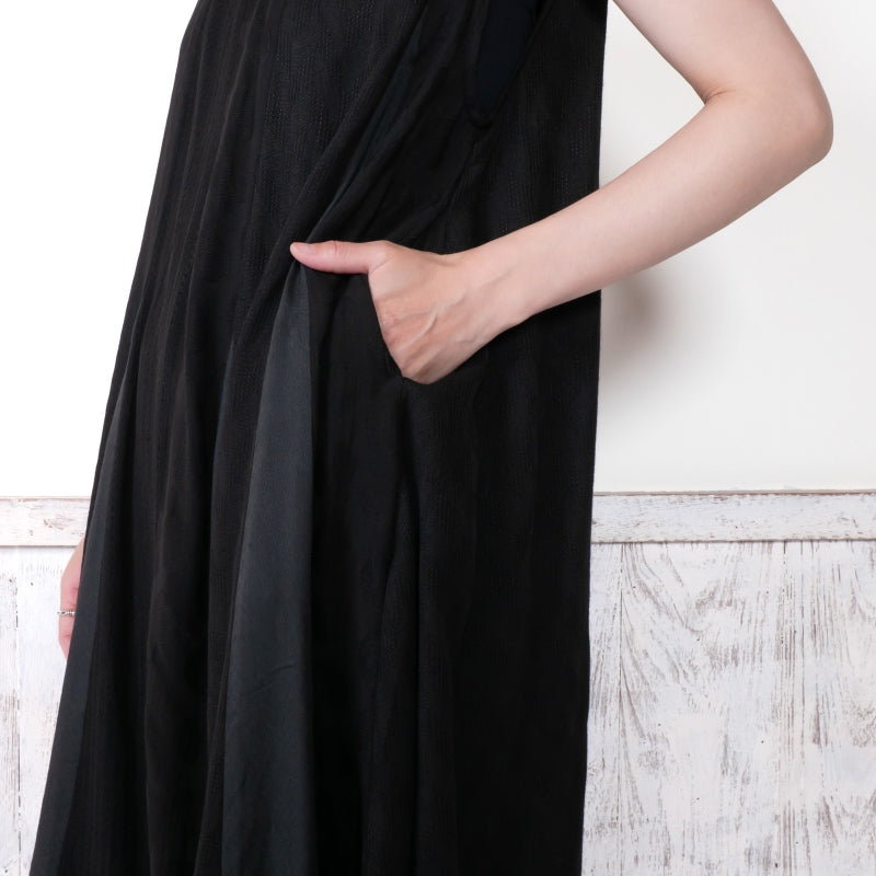 Rayon Vertical Patchwork Volume Tunic Dress