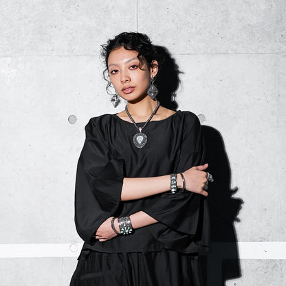 Cotton Silk Kimono Sleeve Pullover