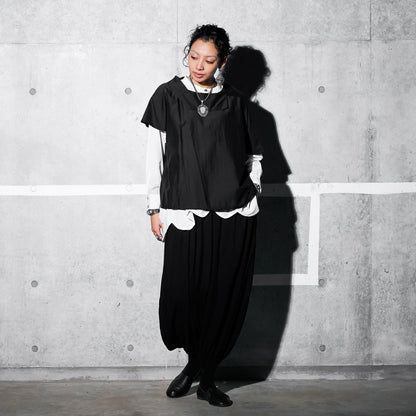 Cotton Silk Asymmetrical Collar Pullover