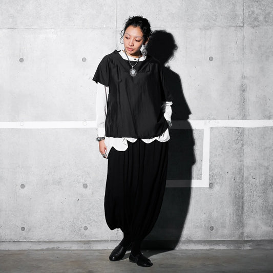 Cotton Silk Asymmetrical Collar Pullover