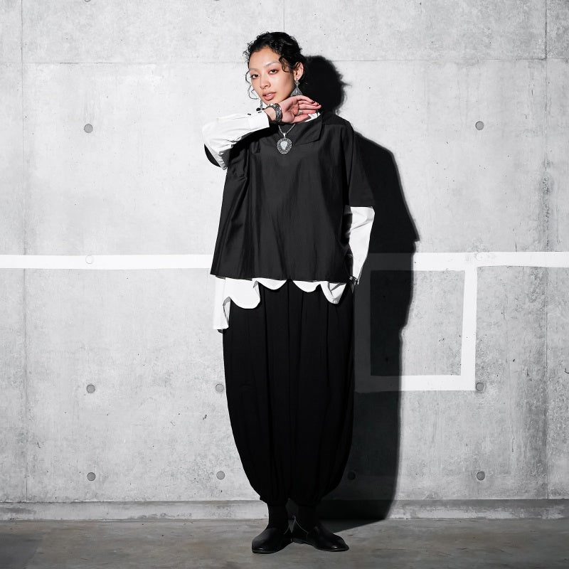 Cotton Silk Asymmetrical Collar Pullover