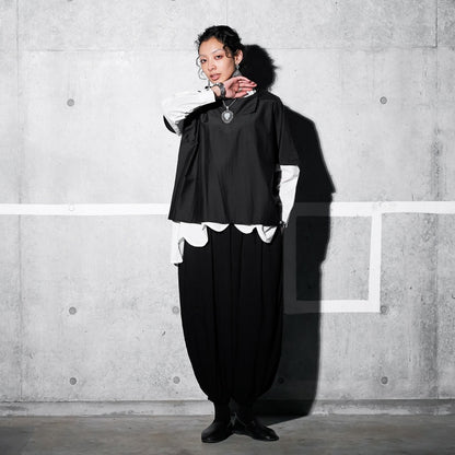 Cotton Silk Asymmetrical Collar Pullover