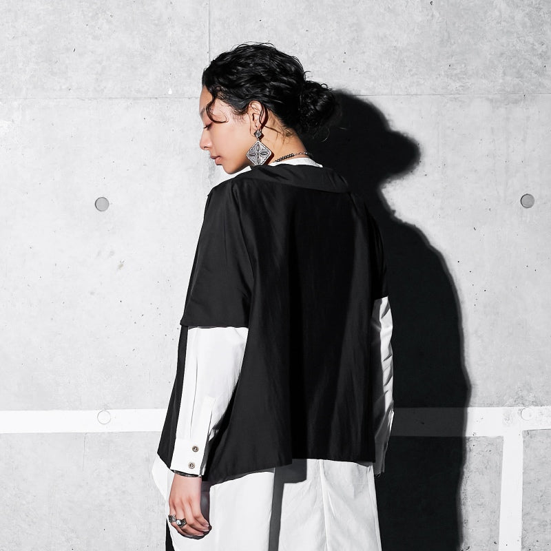 Cotton Silk Asymmetrical Collar Pullover