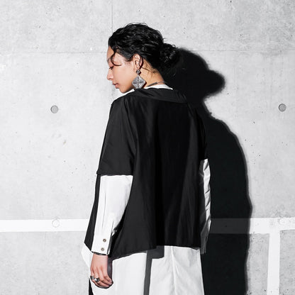 Cotton Silk Asymmetrical Collar Pullover