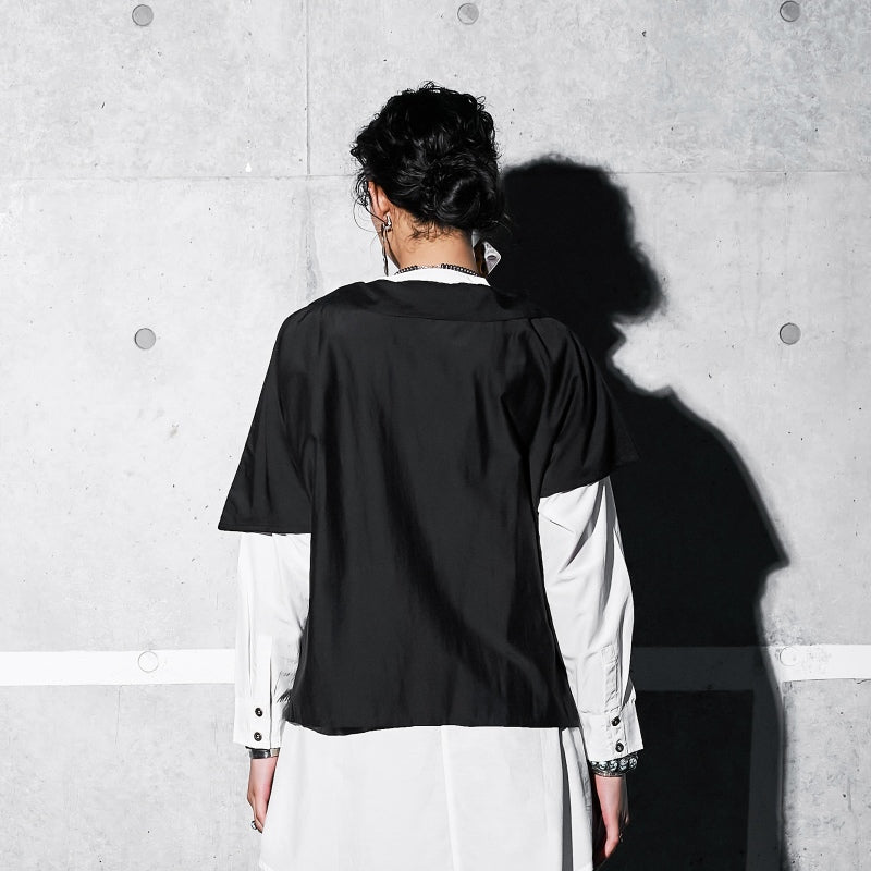 Cotton Silk Asymmetrical Collar Pullover