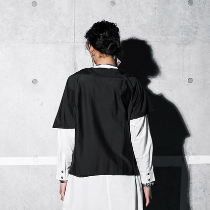 Cotton Silk Asymmetrical Collar Pullover