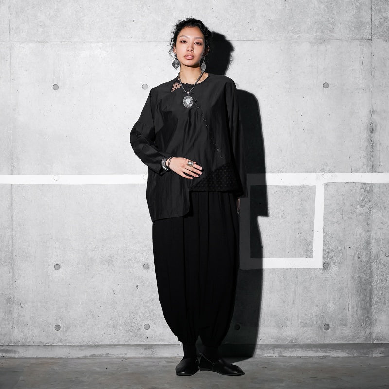 Cotton Silk Lace Patch Pullover