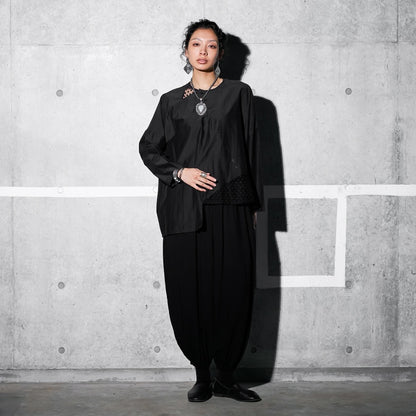 Cotton Silk Lace Patch Pullover