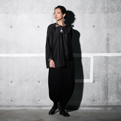 Cotton Silk Lace Patch Pullover