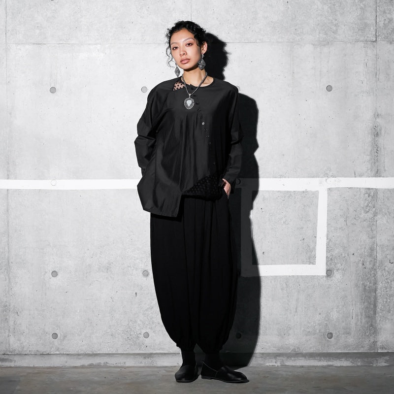 Cotton Silk Lace Patch Pullover