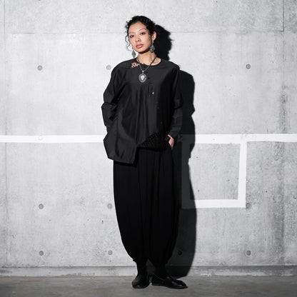 Cotton Silk Lace Patch Pullover