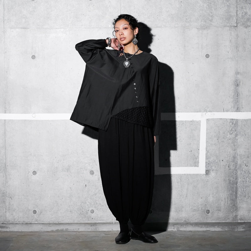 Cotton Silk Lace Patch Pullover