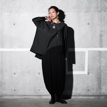 Cotton Silk Lace Patch Pullover