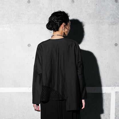 Cotton Silk Lace Patch Pullover