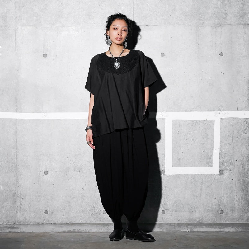 Cotton Silk Lace Collar Pullover