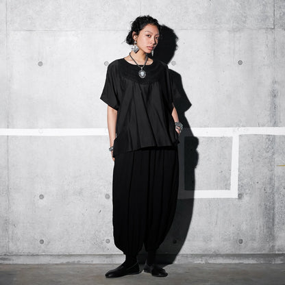 Cotton Silk Lace Collar Pullover