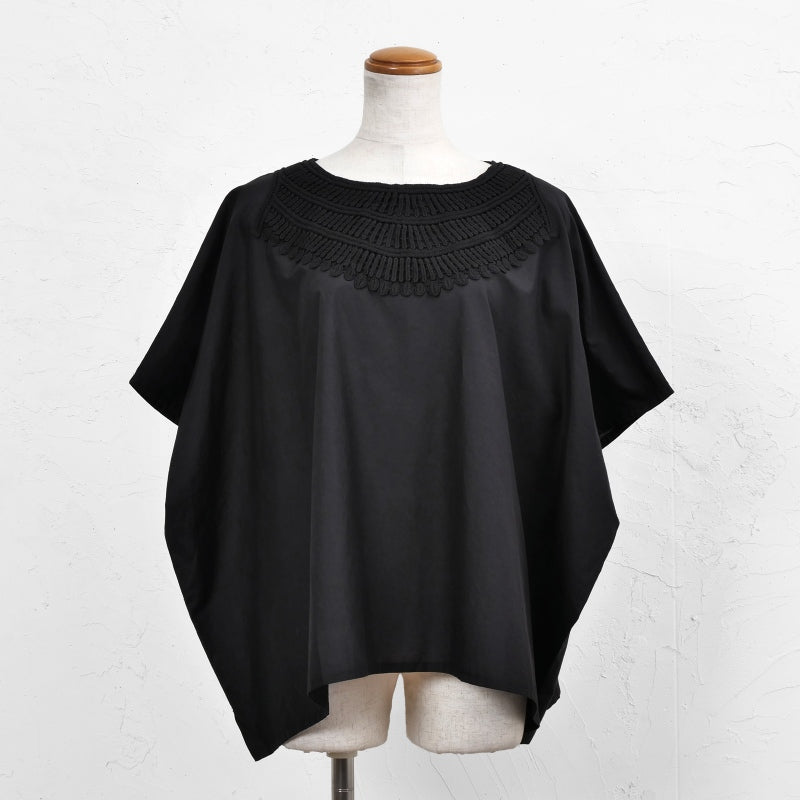 Cotton Silk Lace Collar Pullover