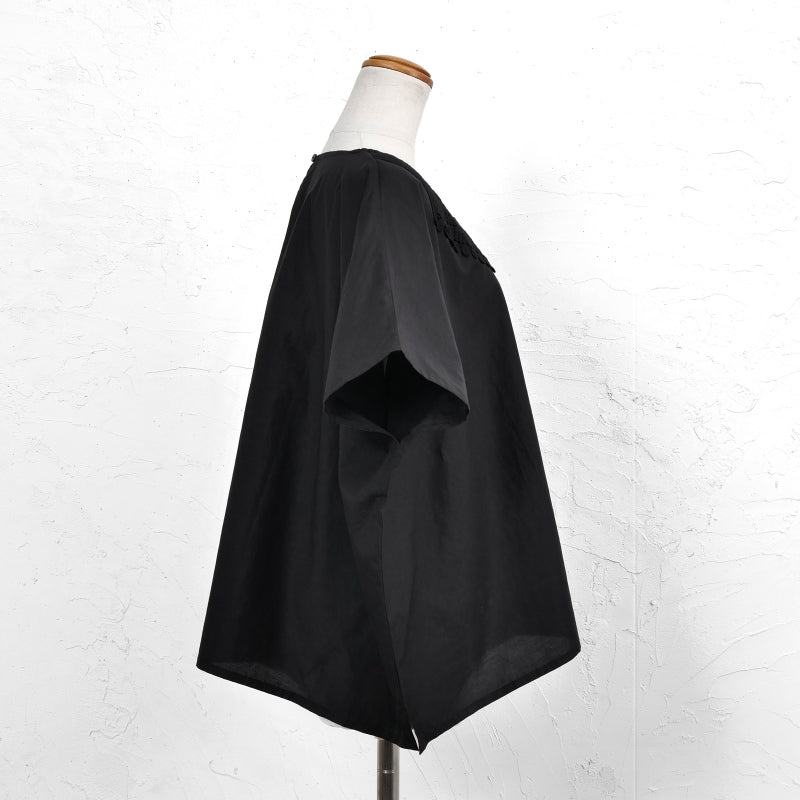 Cotton Silk Lace Collar Pullover