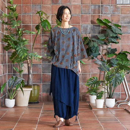 Dot Stripe Print Pullover
