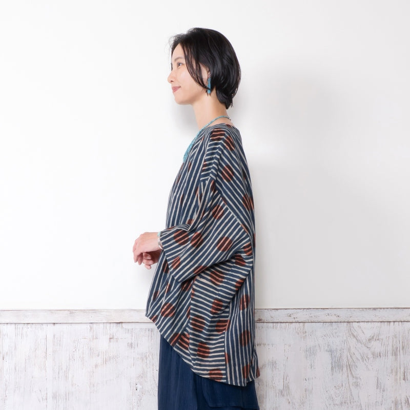 Dot Stripe Print Pullover