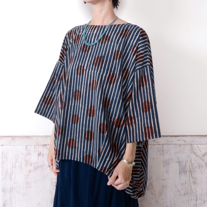 Dot Stripe Print Pullover