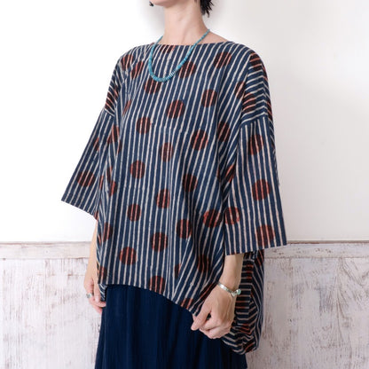 Dot Stripe Print Pullover