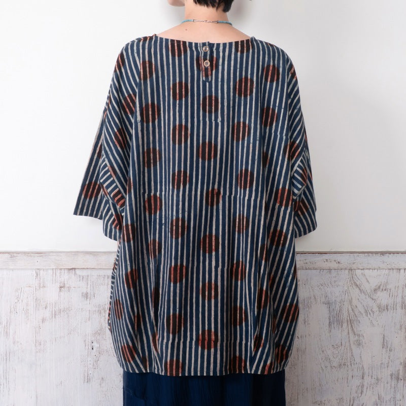Dot Stripe Print Pullover