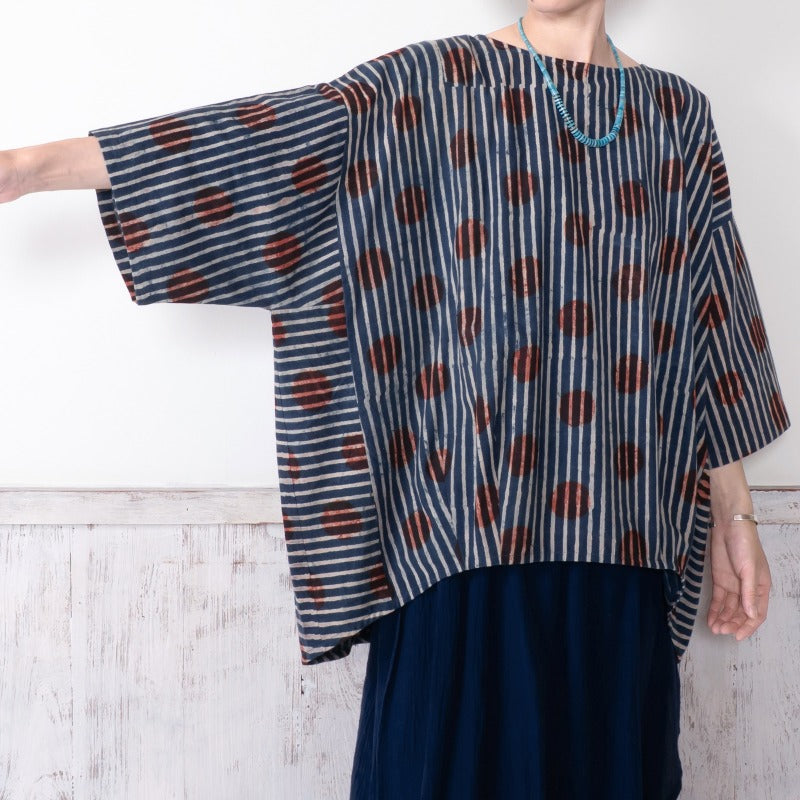 Dot Stripe Print Pullover