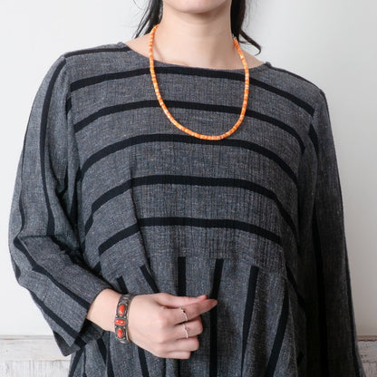Striped Woven Irregular Hem Pullover N