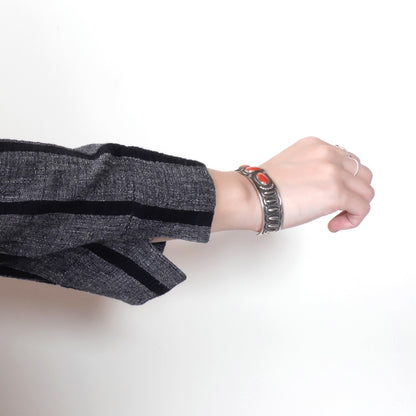 Striped Woven Irregular Hem Pullover N