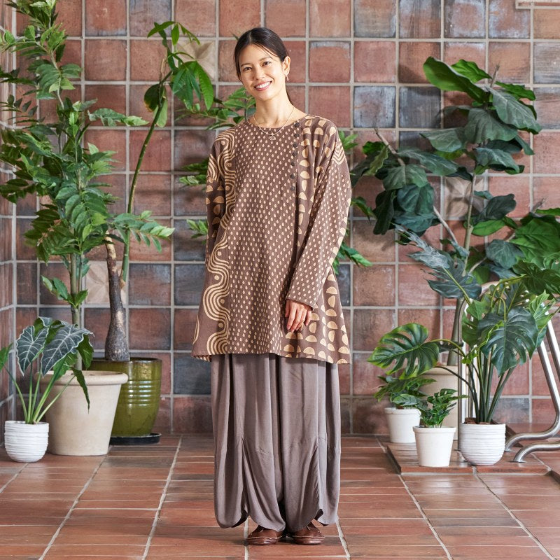 Dab Print Mix Tunic Pullover