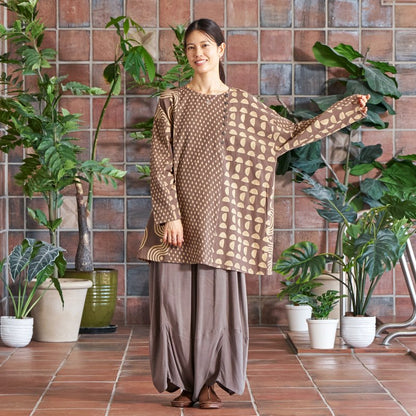 Dab Print Mix Tunic Pullover