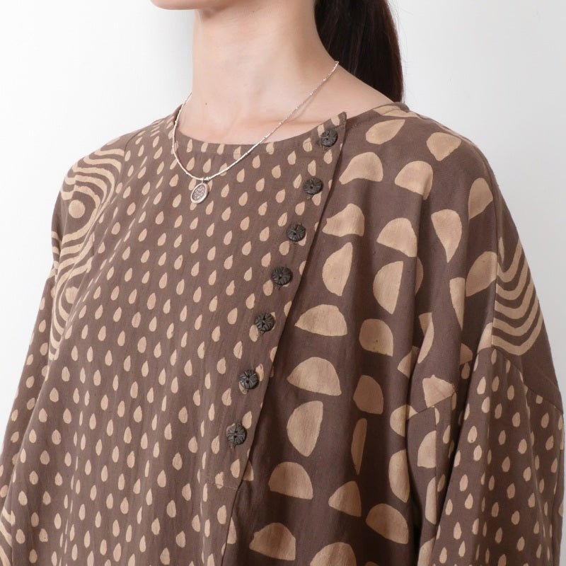 Dab Print Mix Tunic Pullover